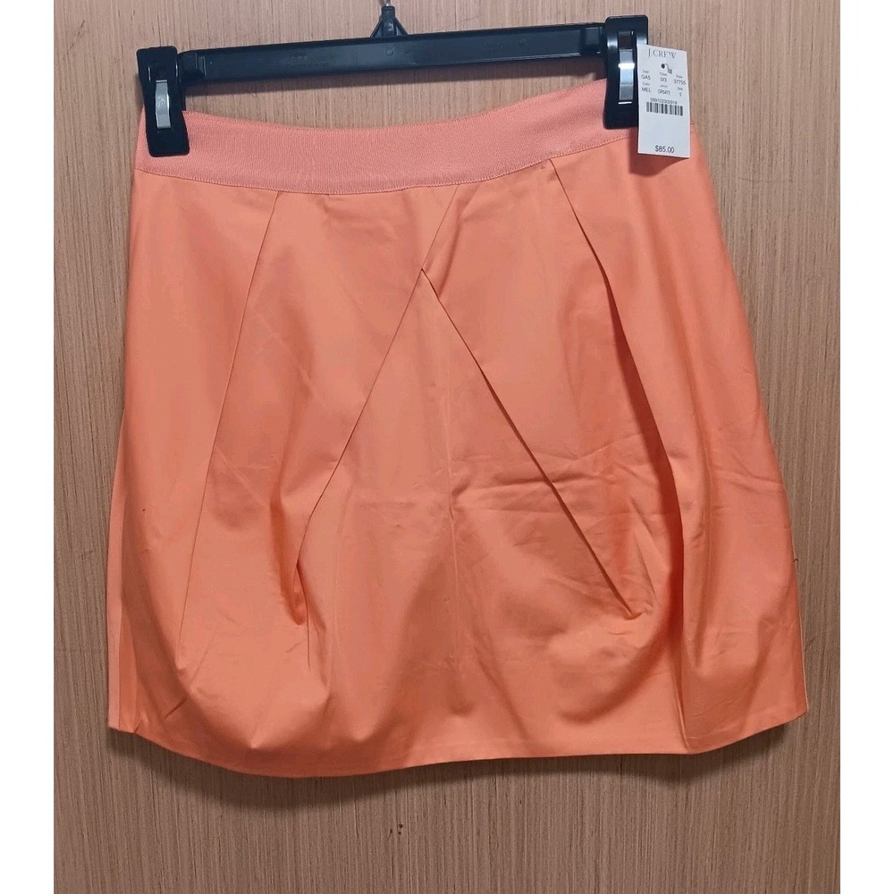 J CREW Pleated Sz 0 Short Pleated Skirt Women‎  Orange  Lined Cotton Stretch NEW